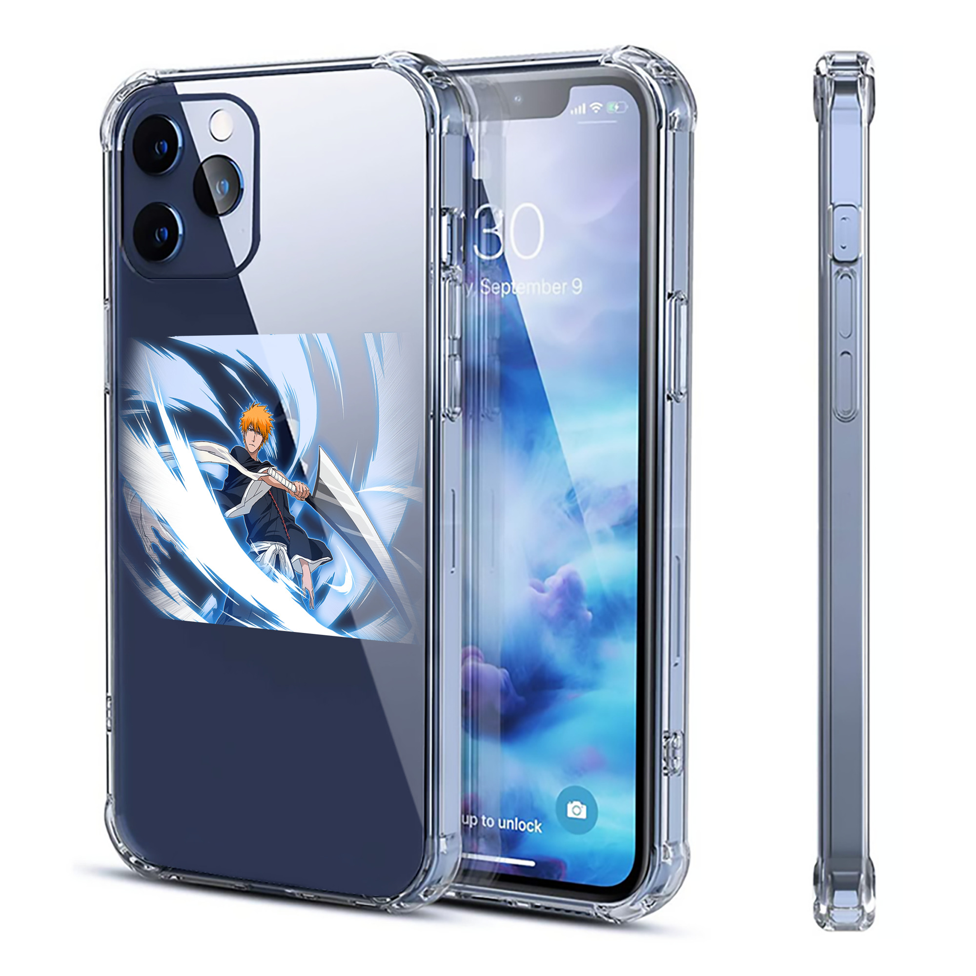 （画像用） ブリーチ 黒崎一護（くろさき いちご）BLEACH Kurosaki Ichigo 【iPhone 12シリーズ対応】透明スマホケース（クリアソフトケース）